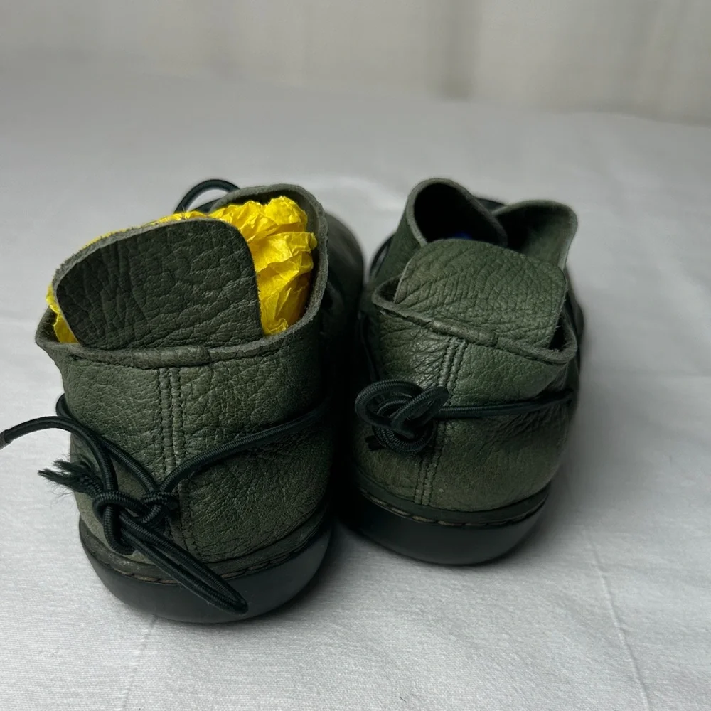 Olive Green Leather Men's Slip-On Loafers
